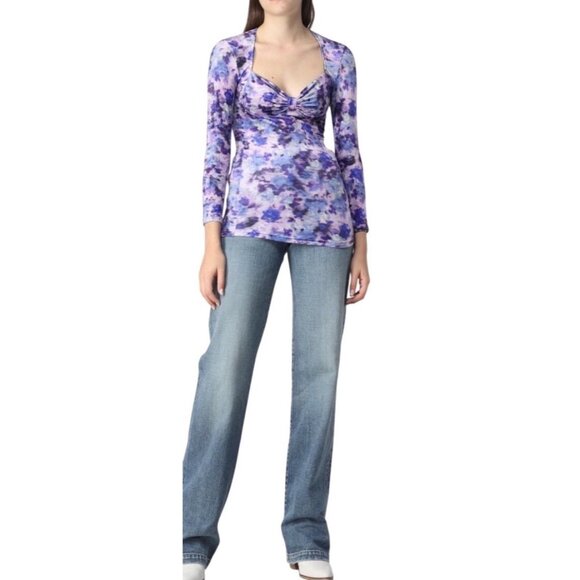Isabel Marant Gubaia Floral Velvet Top Purple Size 42 Large New - Picture 4 of 16